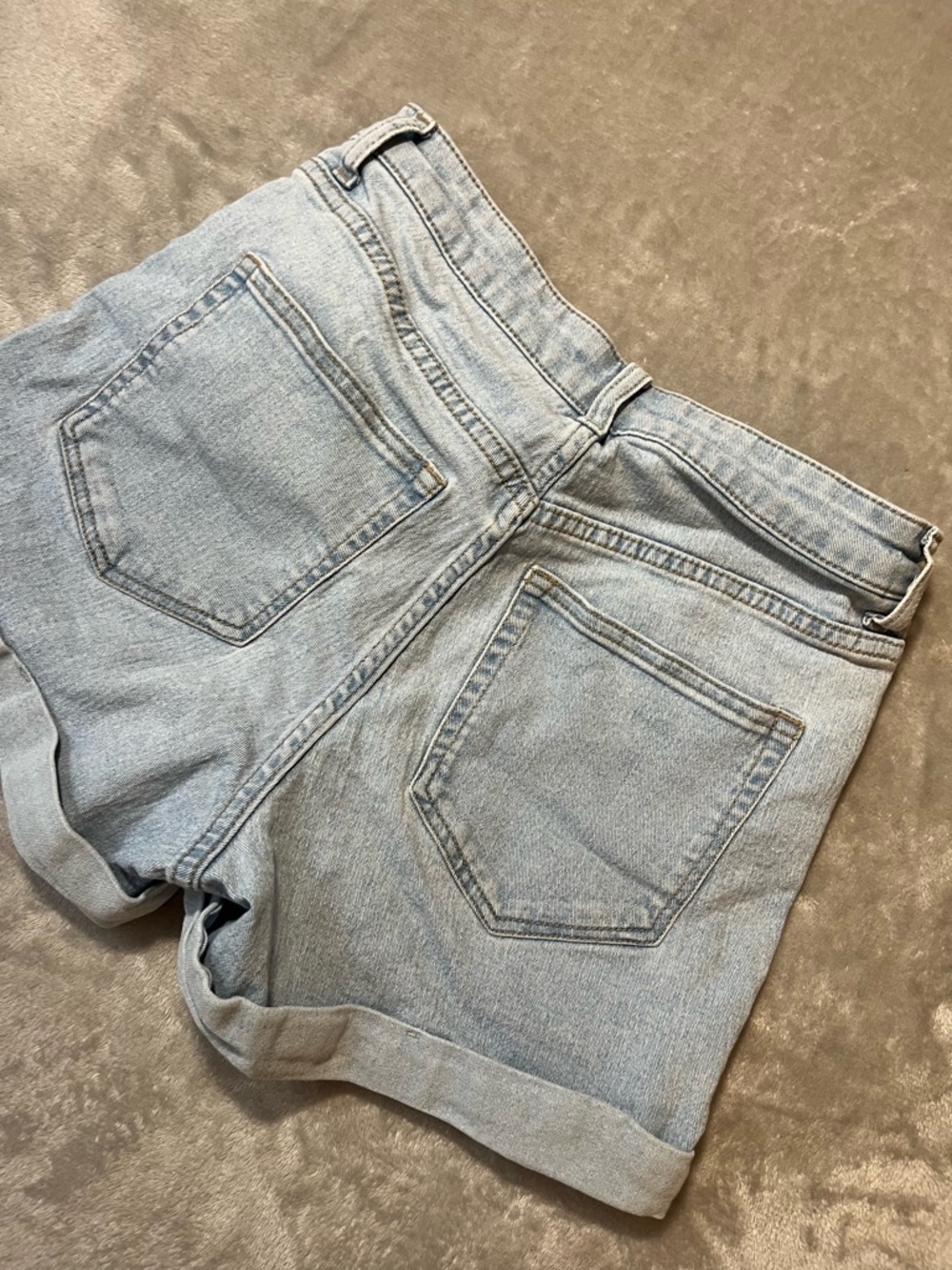 H&M Light Blue High-Rise Rolled Hem Denim Shorts